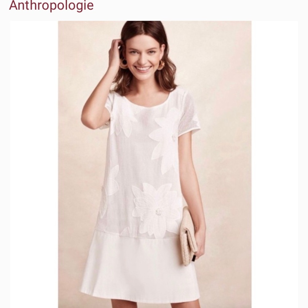 Anthropology Maeve Netted Floral Trapeze Dress